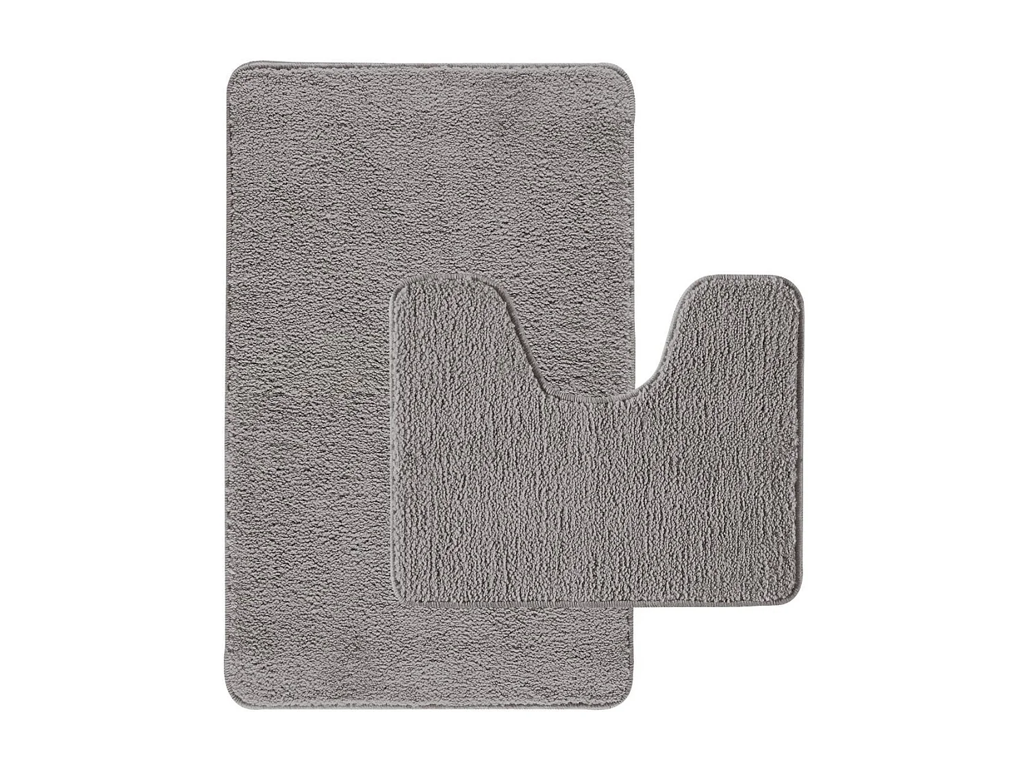 Lot de 2 tapis de bain polyester 50x80cm + contour gris