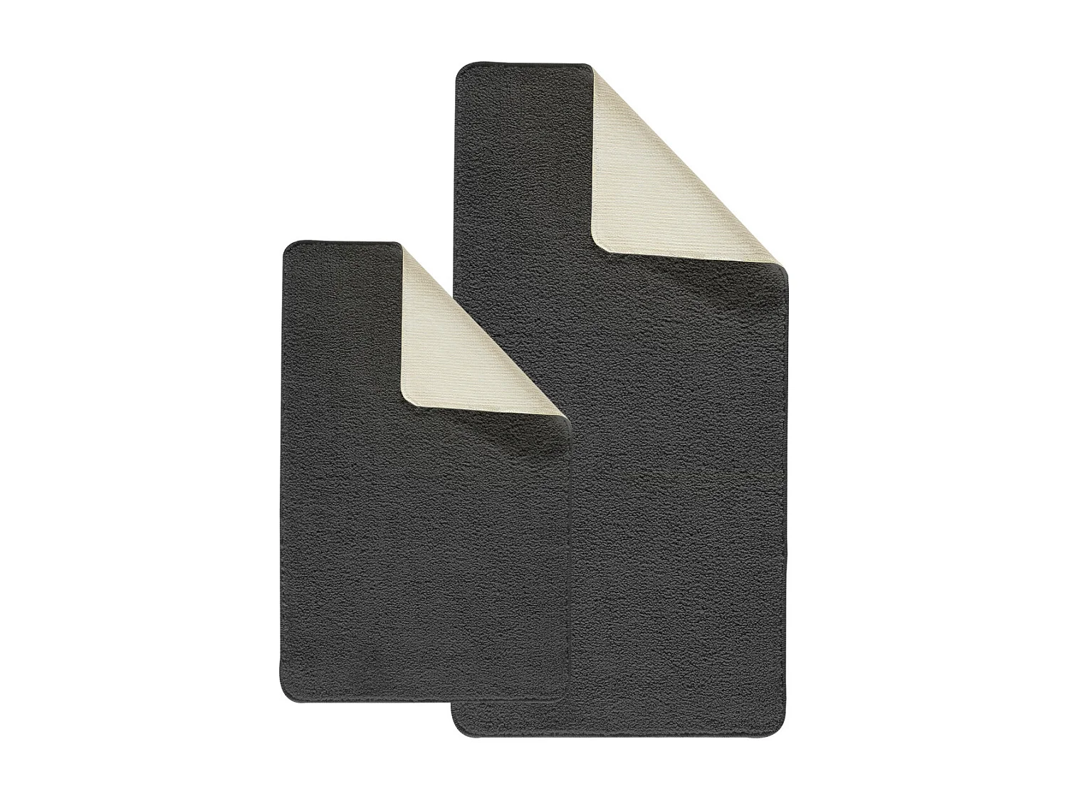 Lot de 2 tapis de bain polyester 60x120cm + 50x80cm 60x120cm chocolat