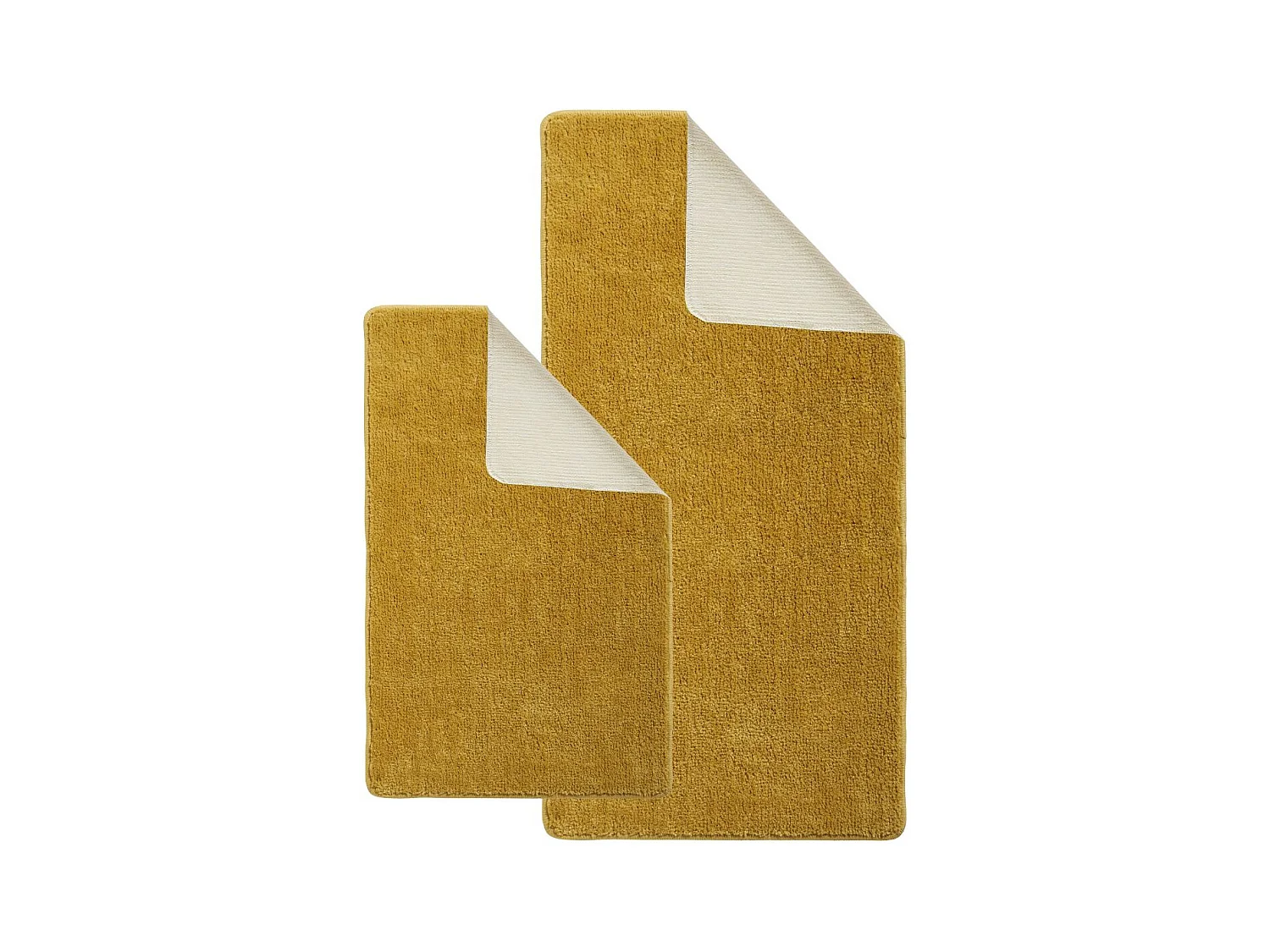 Lot de 2 tapis de bain polyester 60x120cm + 50x80cm 60x120cm miel