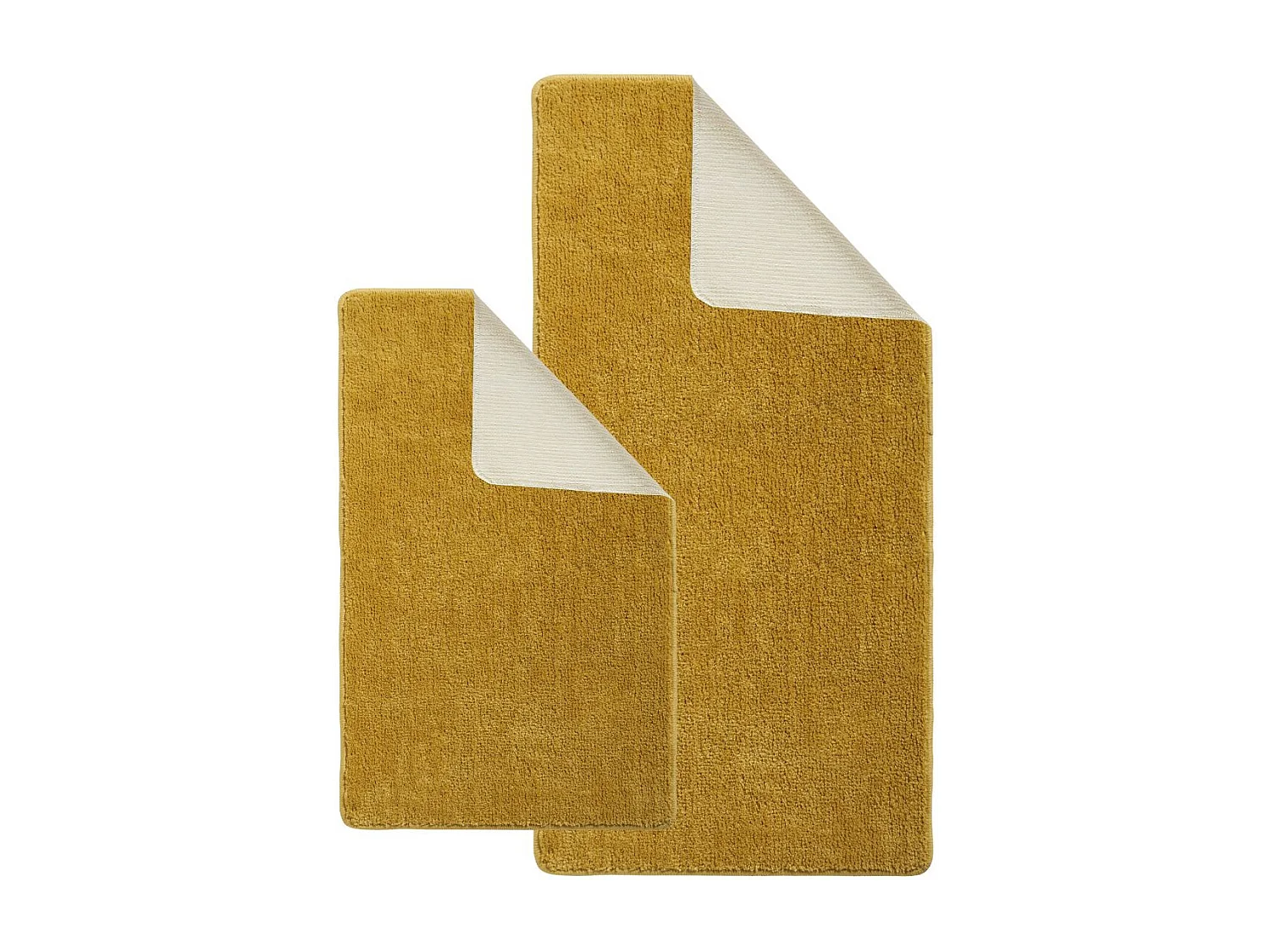 Lot de 2 tapis de bain polyester 60x120cm + 50x80cm 60x120cm miel