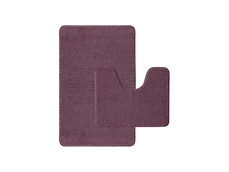 Lot de 2 tapis de bain polyester 50x80cm + contour violine