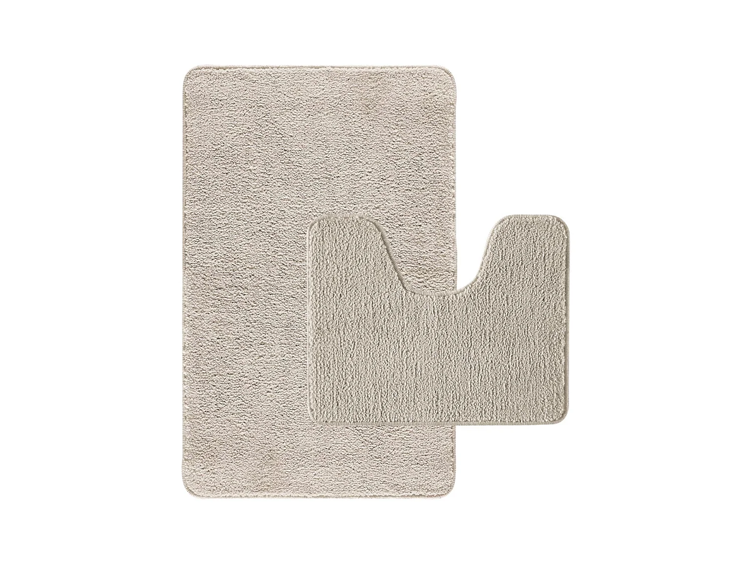 Lot de 2 tapis de bain polyester 50x80cm + contour ecru