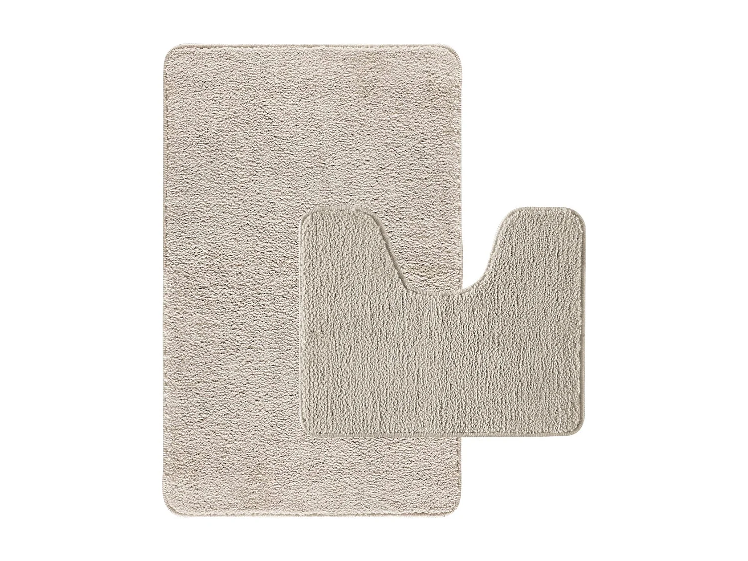Lot de 2 tapis de bain polyester 50x80cm + contour ecru