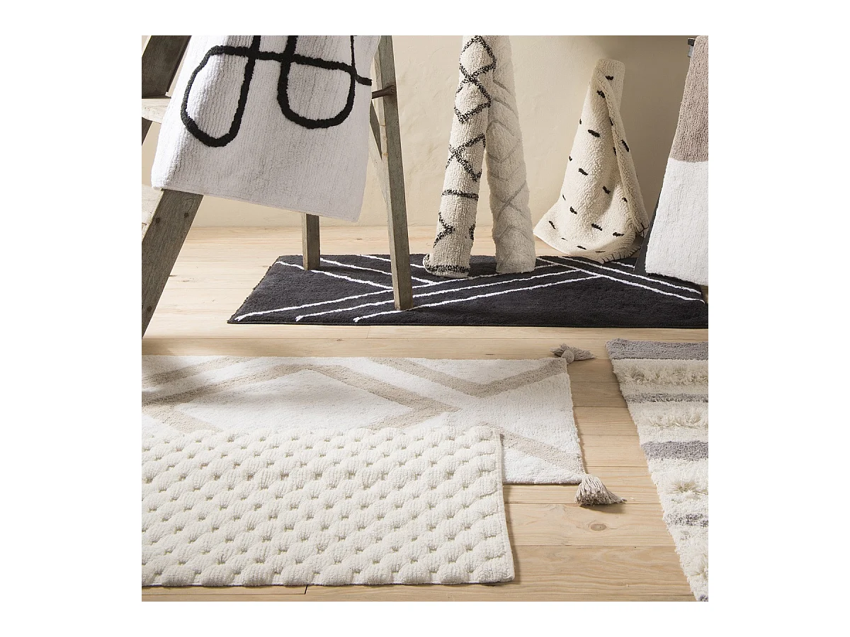 Tapis de bain déco uni en coton 50x80cm