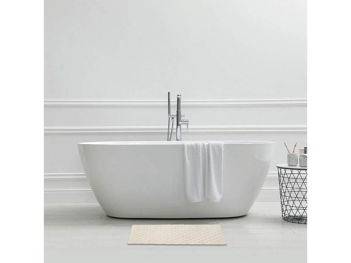 Tapis de bain déco uni en coton 50x80cm