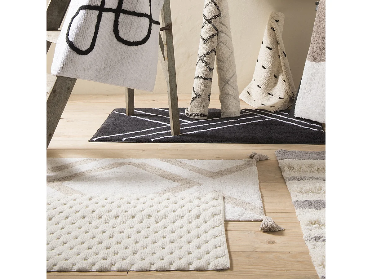 Tapis de bain déco uni en coton 50x80cm
