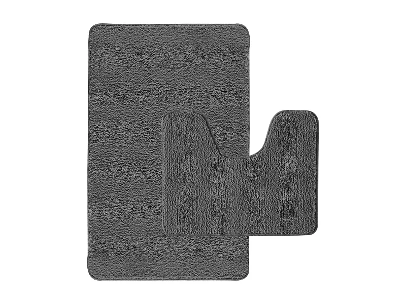 Lot de 2 tapis de bain polyester 50x80cm + contour anthracite