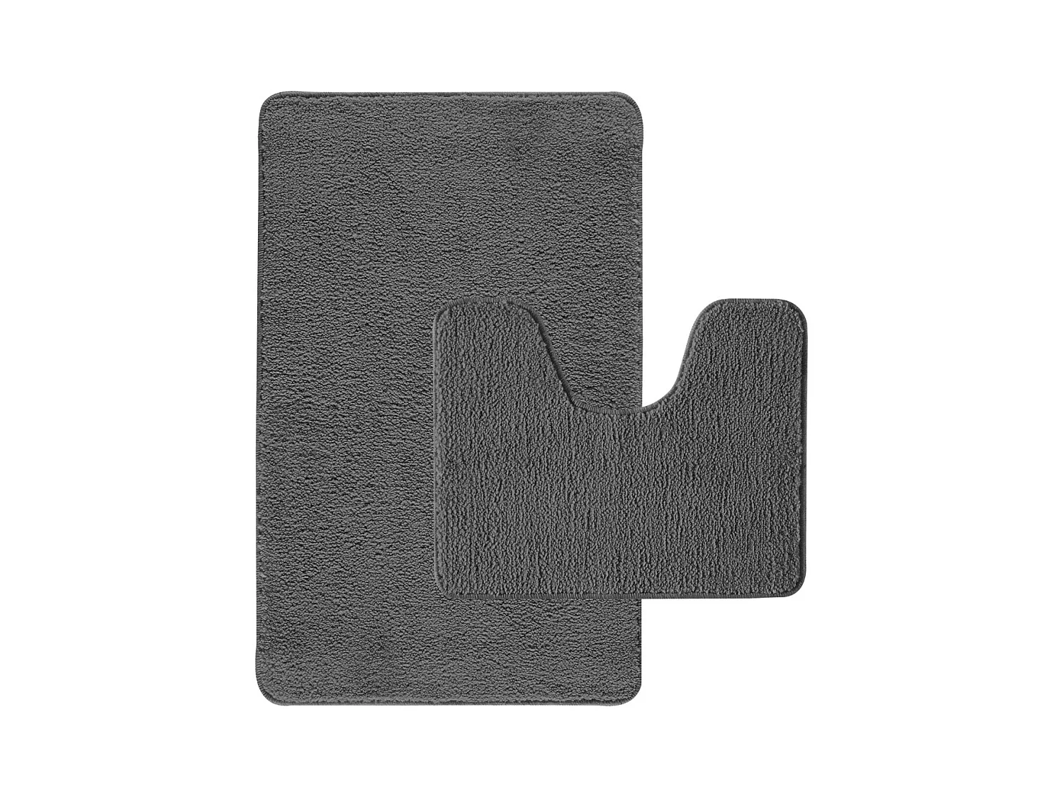 Lot de 2 tapis de bain polyester 50x80cm + contour anthracite