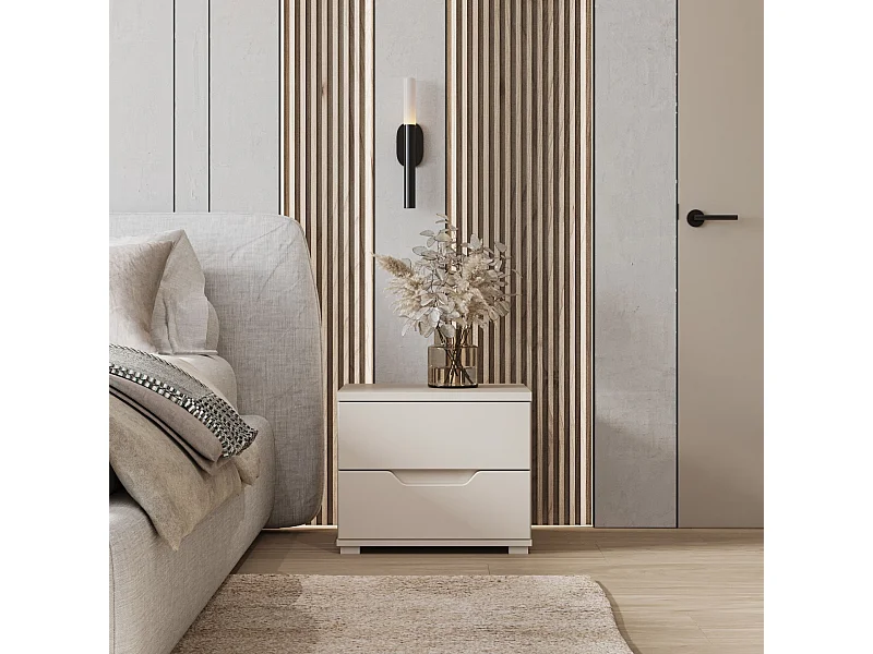 Selsey Valles – Nachttisch mit zwei Schubladen – 50 cm – Kaschmirgrau