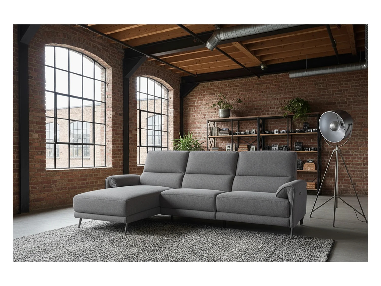 Sofá esquinero - antracita tejido plano - ADRIANA