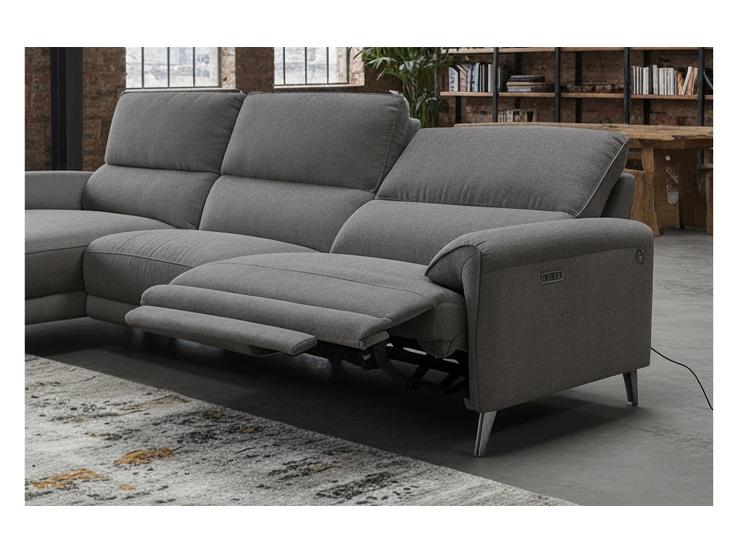 Sofá esquinero - antracita tejido plano - ADRIANA