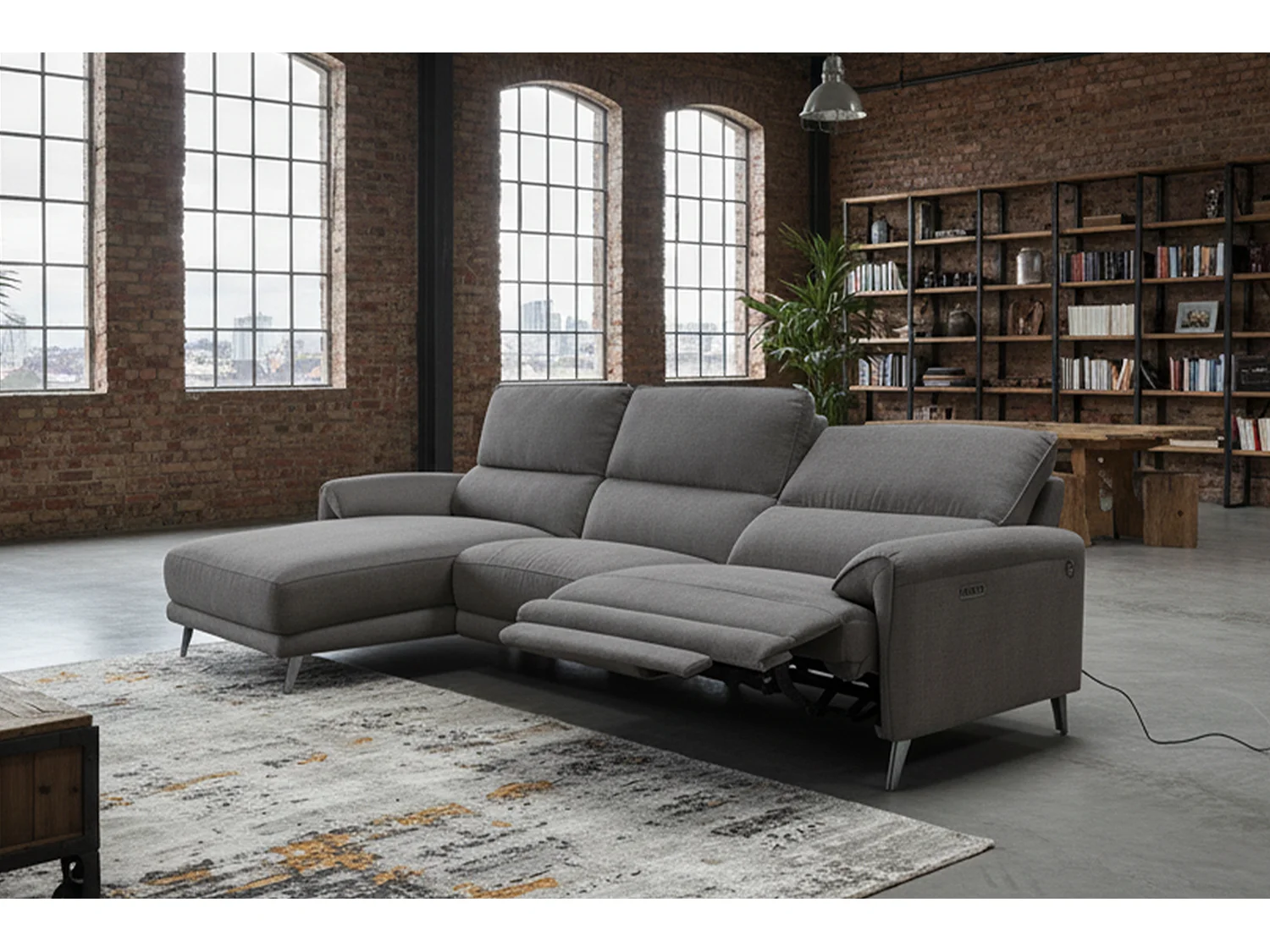 Sofá esquinero - antracita tejido plano - ADRIANA