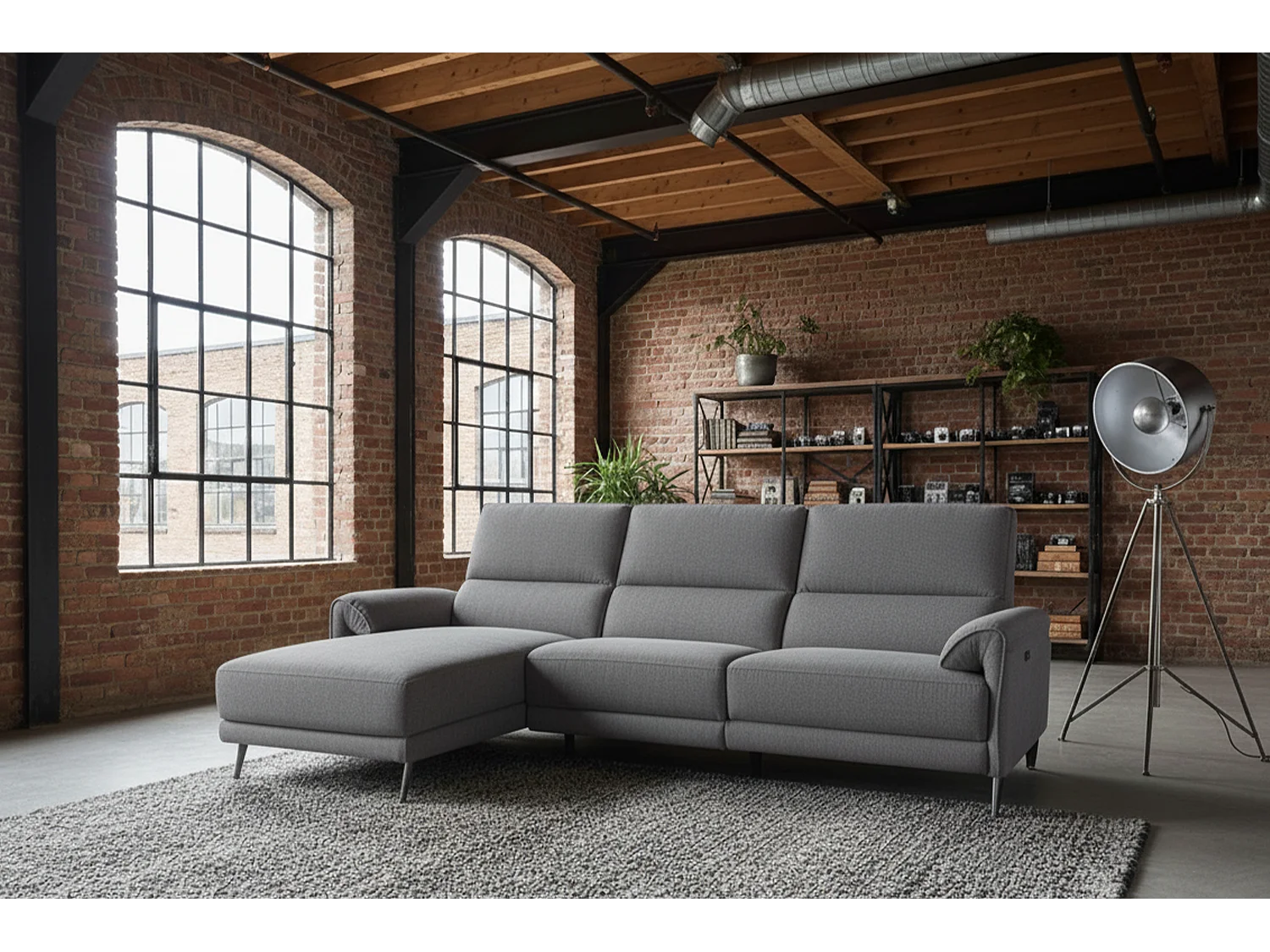 Sofá esquinero - antracita tejido plano - ADRIANA