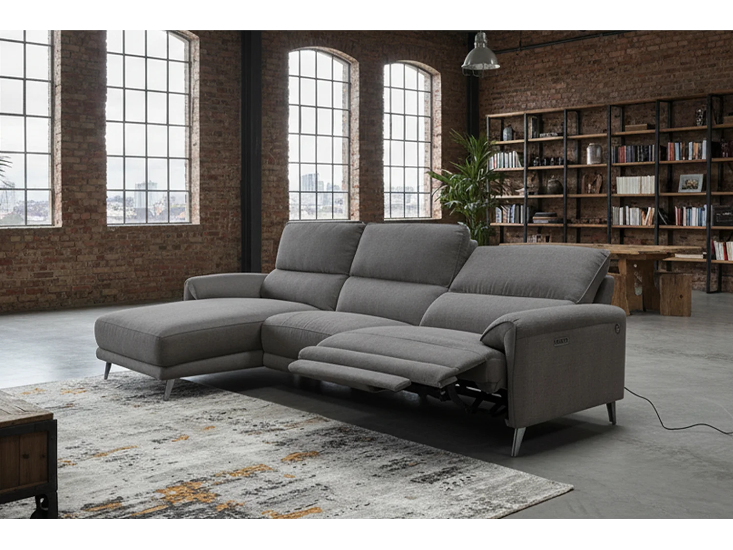 Sofá esquinero - antracita tejido plano - ADRIANA
