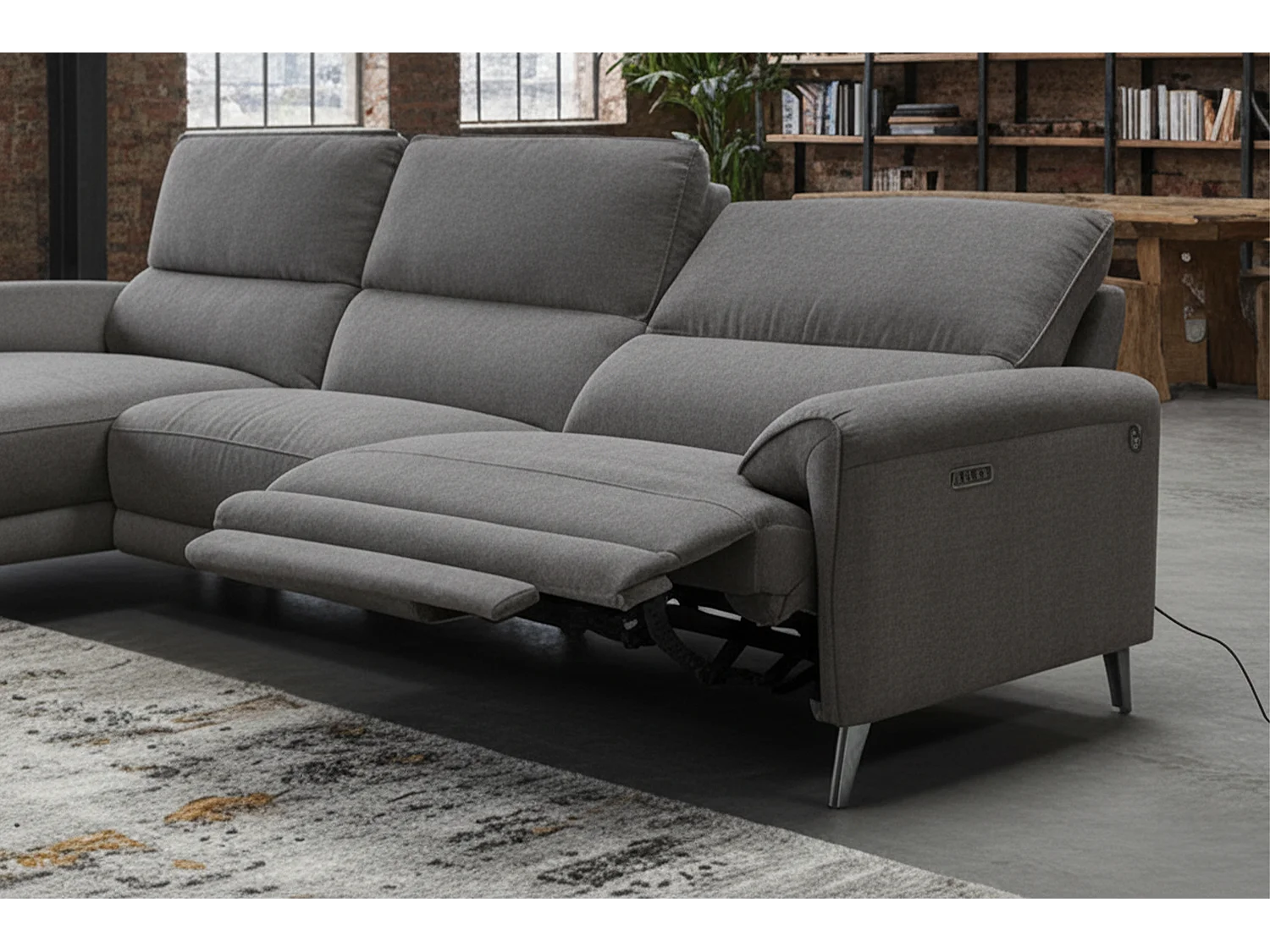 Sofá esquinero - antracita tejido plano - ADRIANA