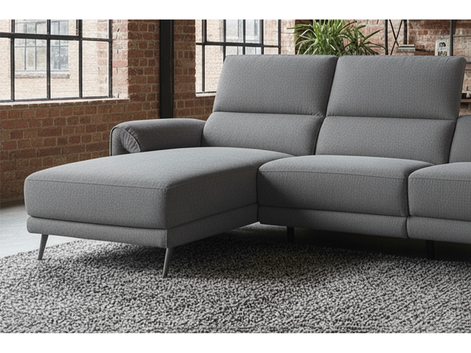 Ecksofa - Anthrazit Flachgewebe - ADRIANA
