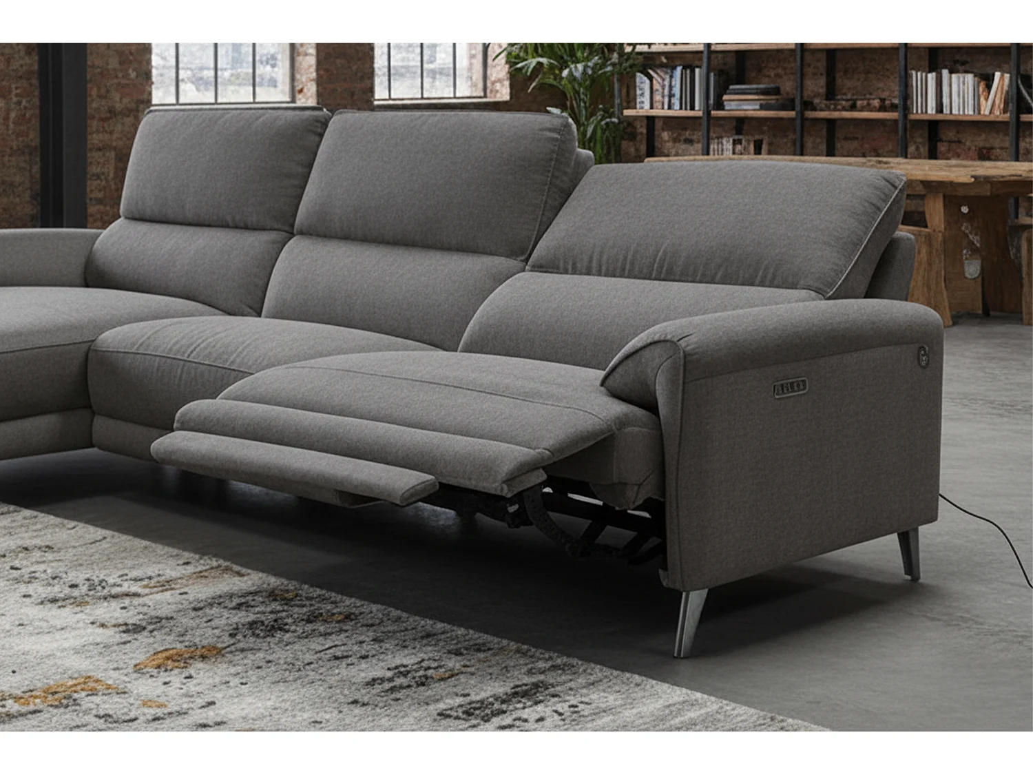 Ecksofa - Anthrazit Flachgewebe - ADRIANA