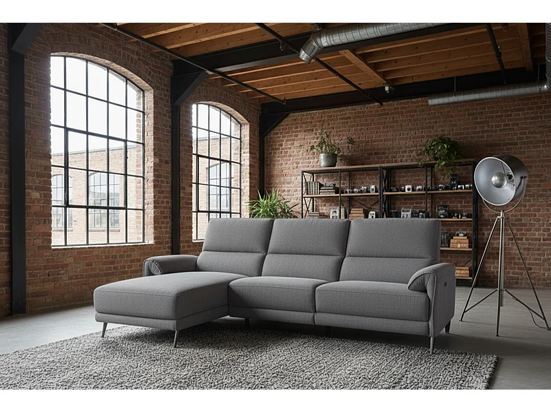 Ecksofa - Anthrazit Flachgewebe - ADRIANA