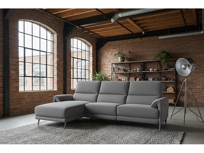 Ecksofa - Anthrazit Flachgewebe - ADRIANA