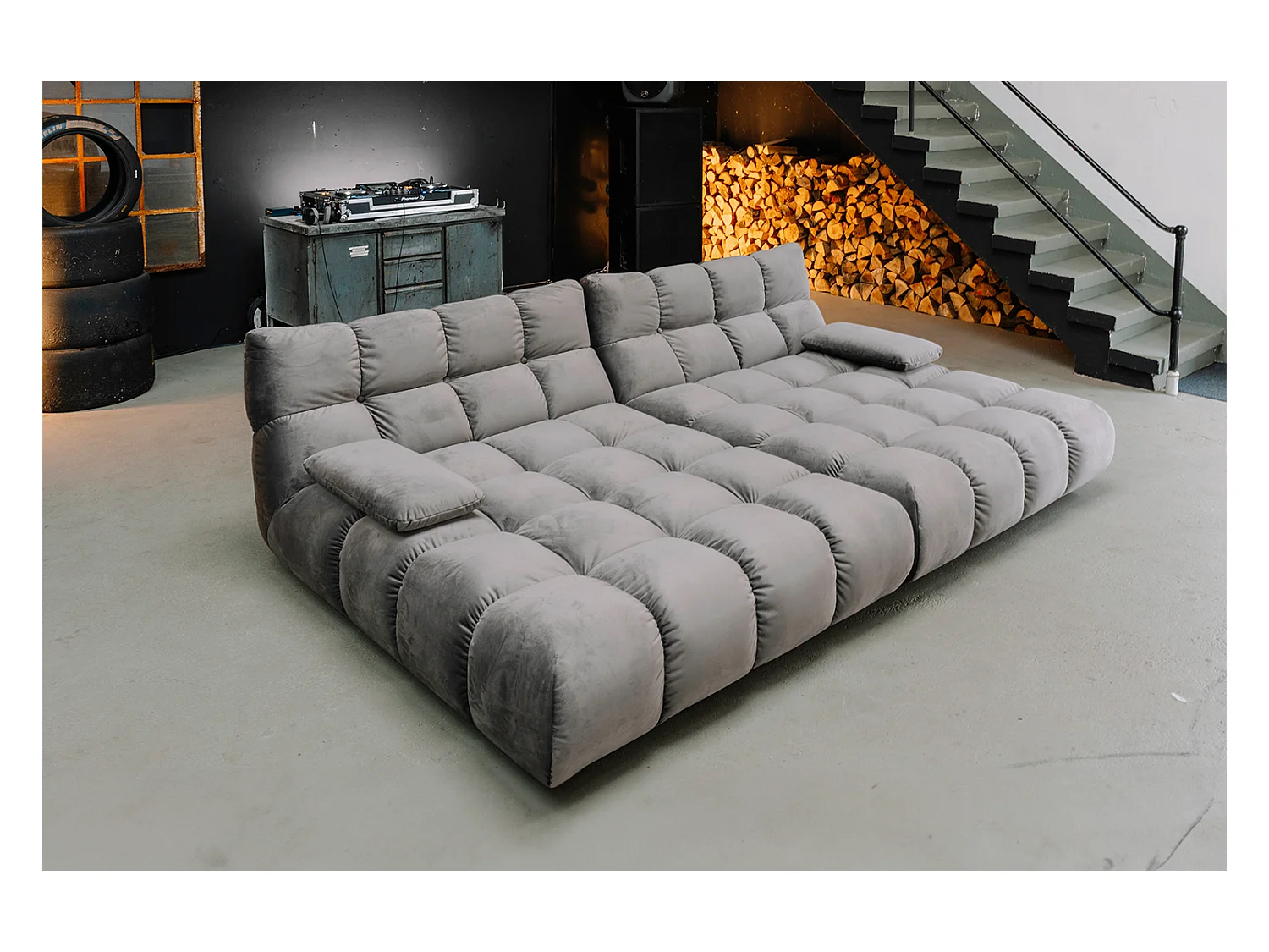 Grote bank - Steengrijs Fluweel - VIVIEN