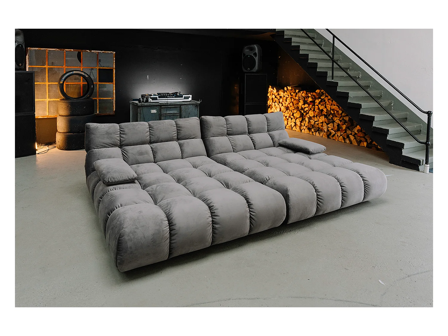 Grote bank - Steengrijs Fluweel - VIVIEN