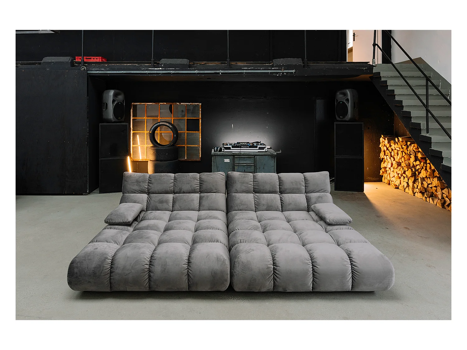 Grote bank - Steengrijs Fluweel - VIVIEN