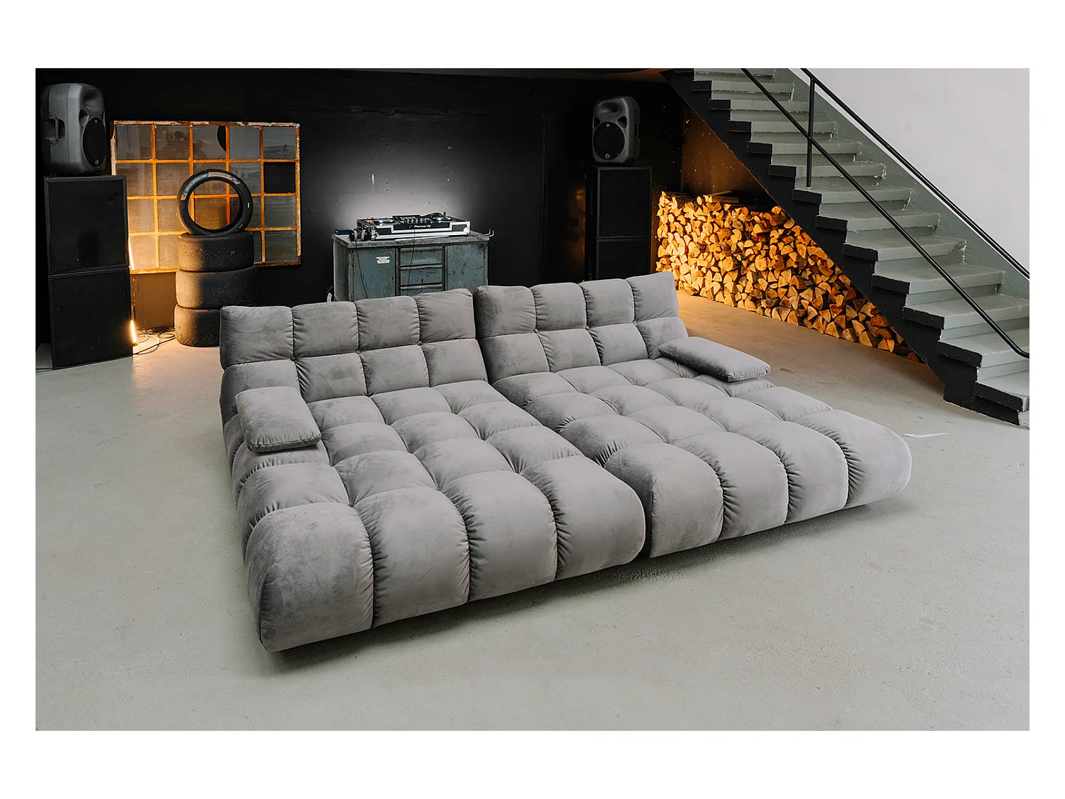 Grote bank - Steengrijs Fluweel - VIVIEN