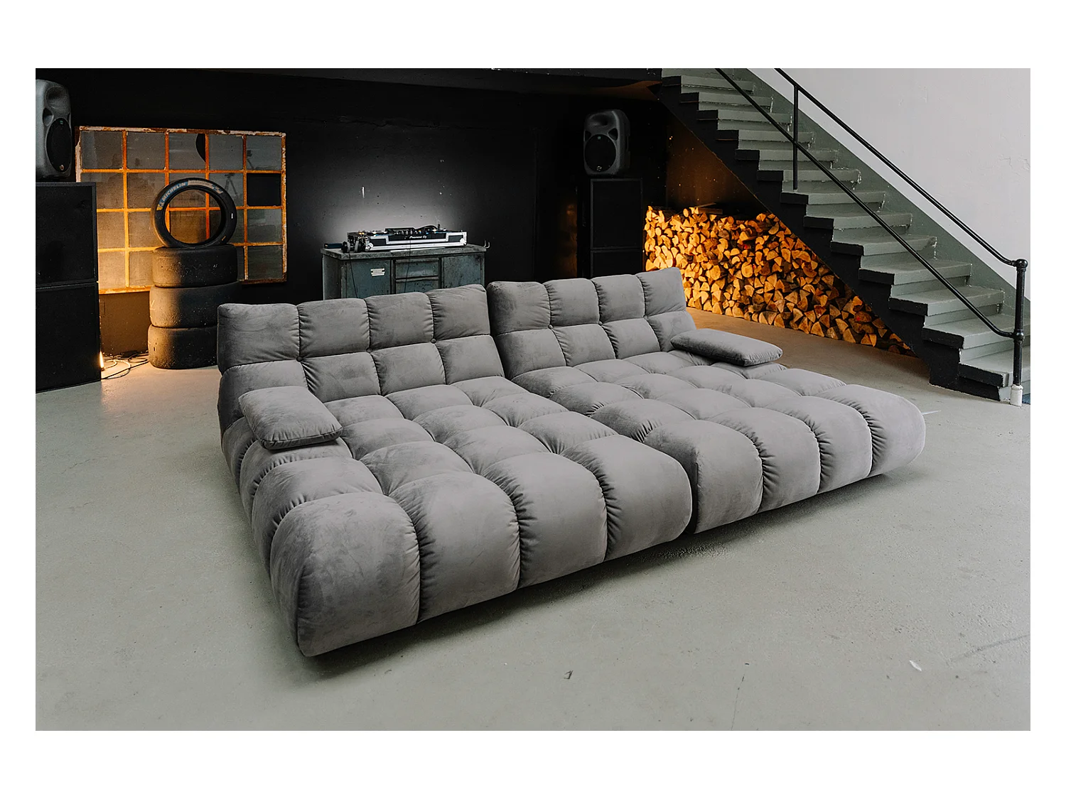 Grote bank - Steengrijs Fluweel - VIVIEN