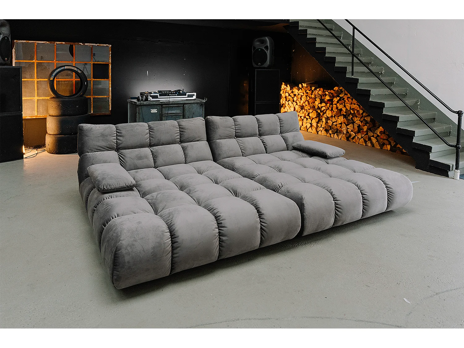 Grote bank - Steengrijs Fluweel - VIVIEN