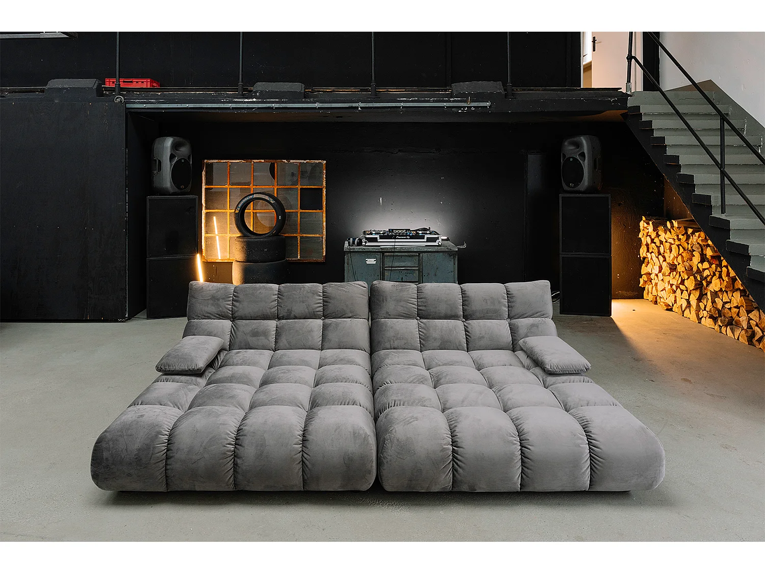 Grote bank - Steengrijs Fluweel - VIVIEN