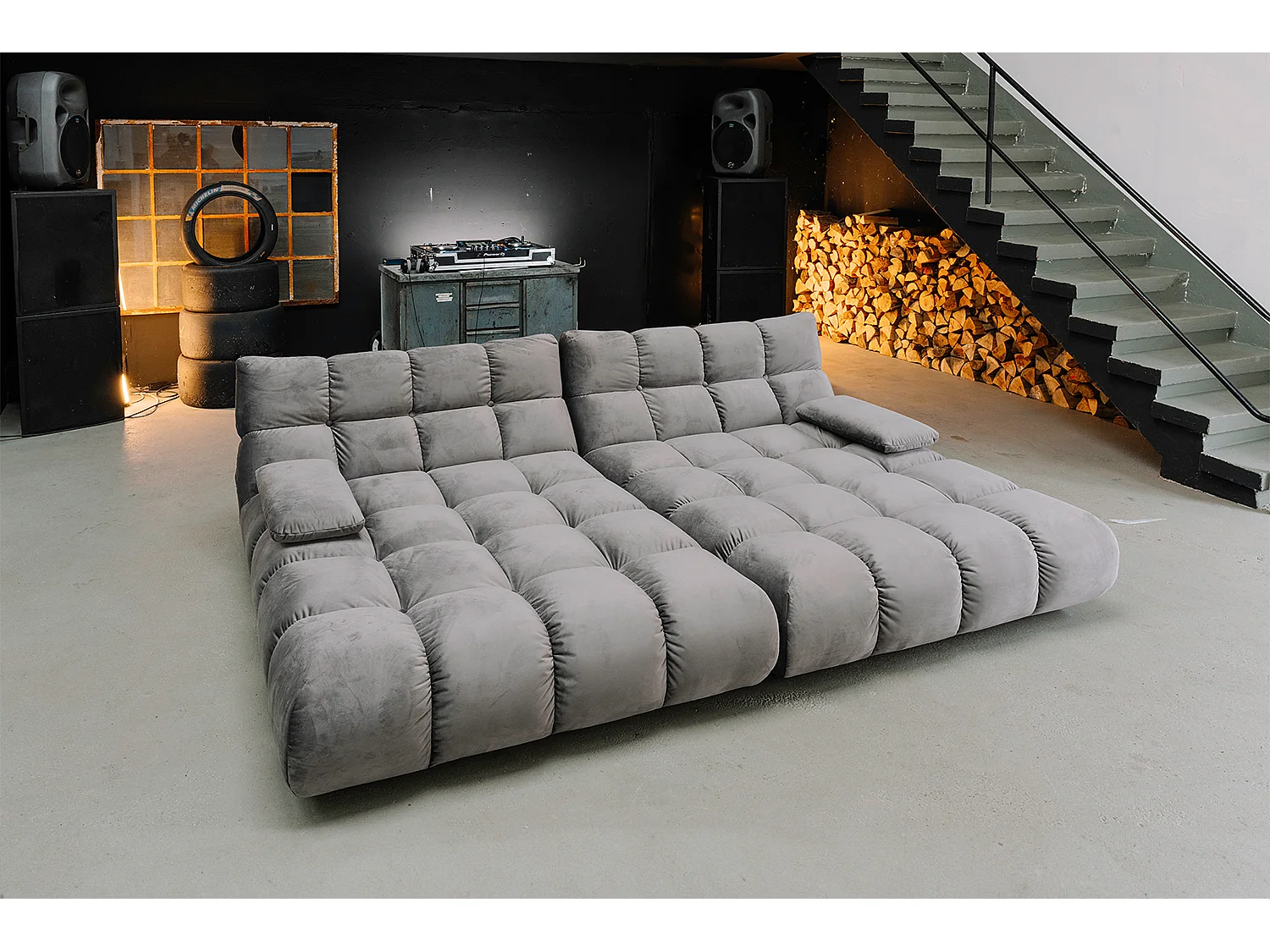 Grote bank - Steengrijs Fluweel - VIVIEN