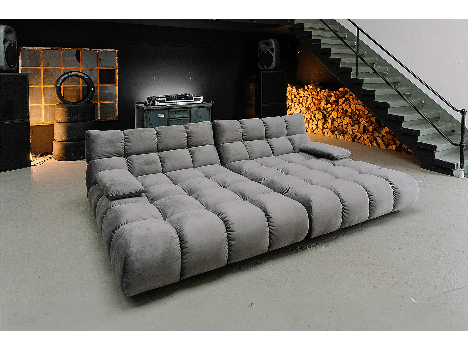 Grote bank - Steengrijs Fluweel - VIVIEN