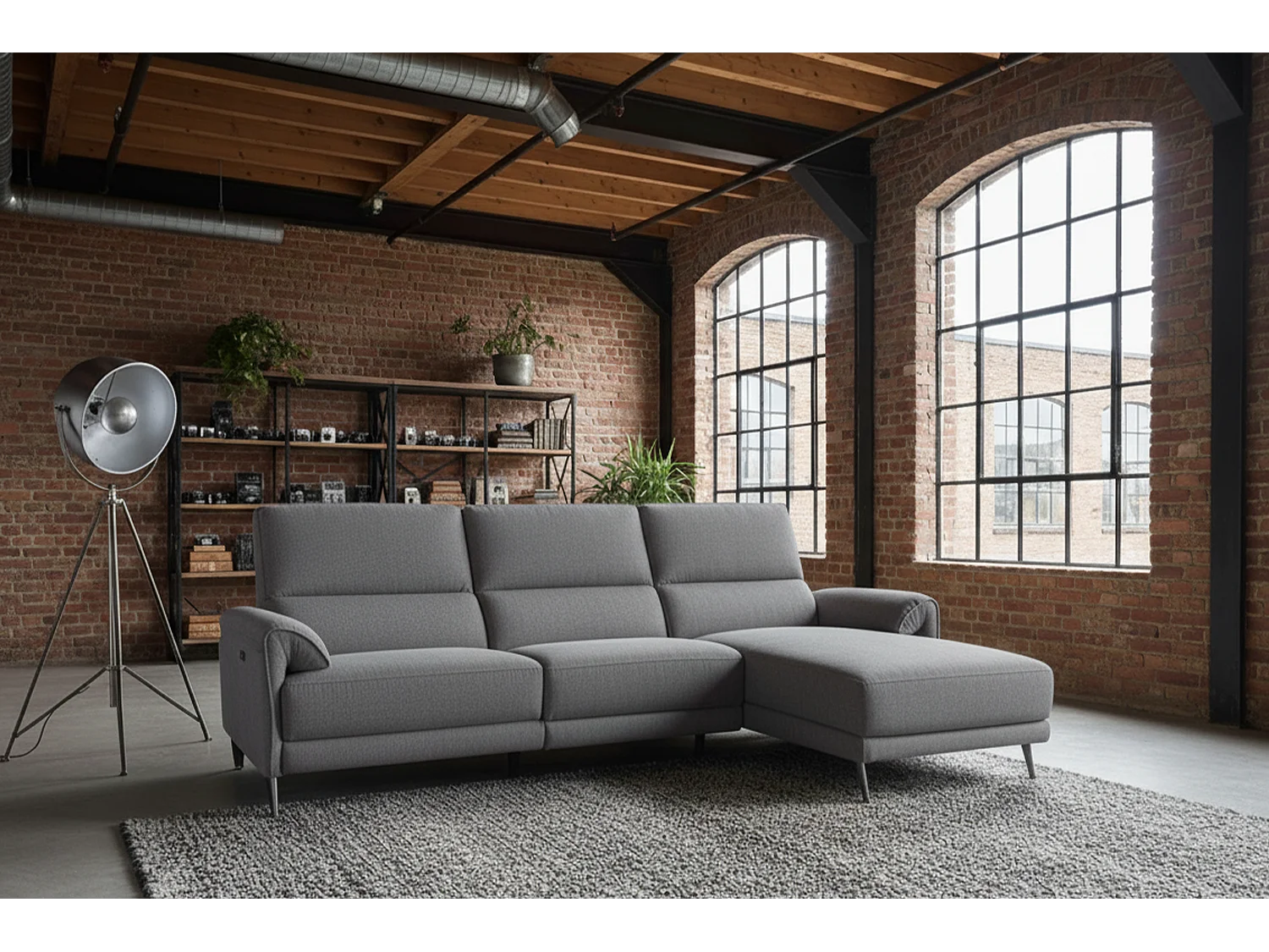 Ecksofa - Anthrazit Flachgewebe - ADRIANA