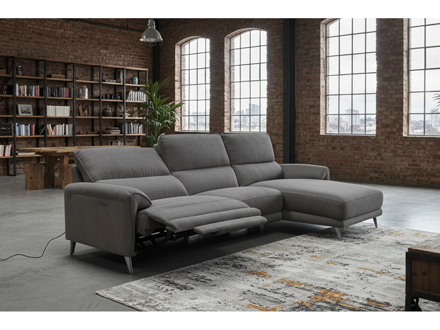 Ecksofa - Anthrazit Flachgewebe - ADRIANA