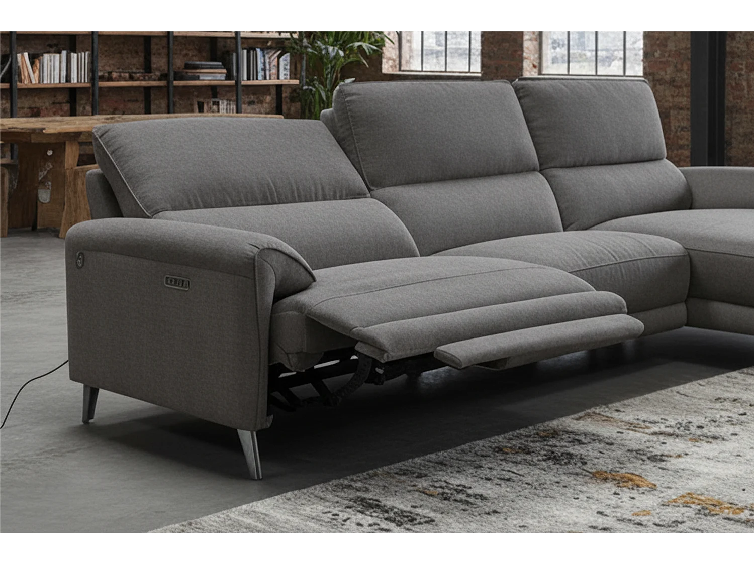 Ecksofa - Anthrazit Flachgewebe - ADRIANA