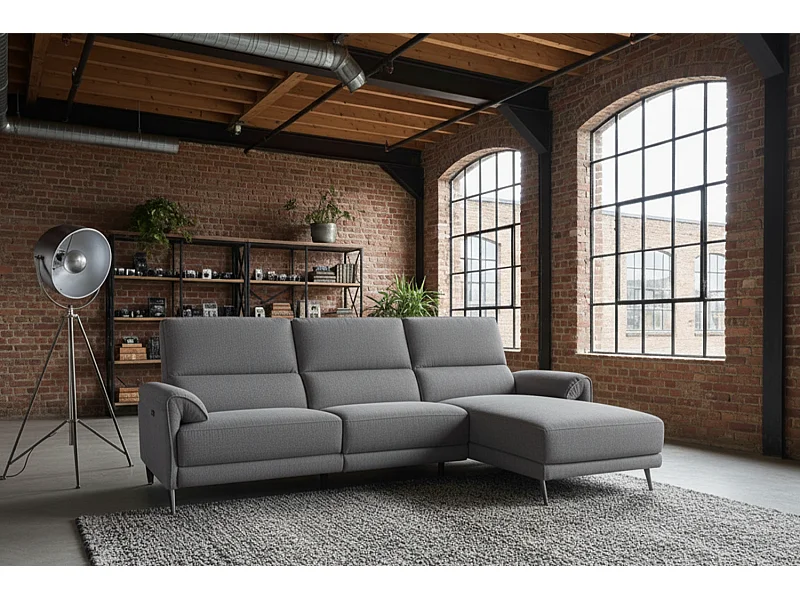 Ecksofa - Anthrazit Flachgewebe - ADRIANA