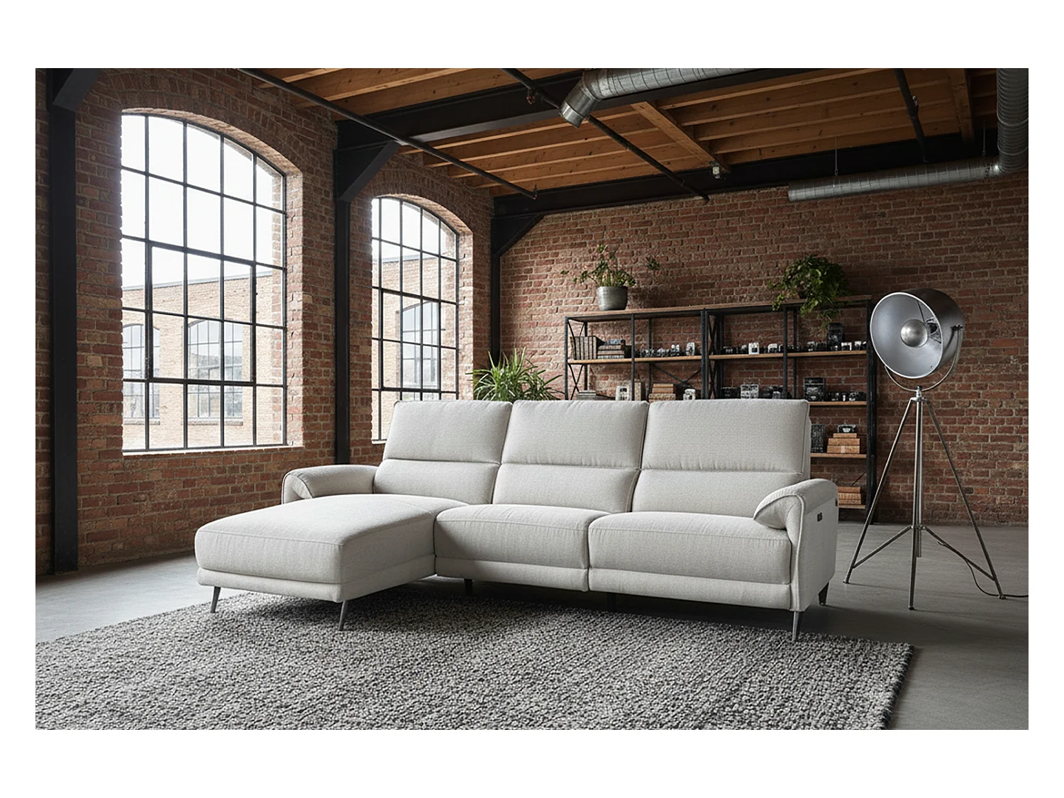 Sofá esquinero - gris claro tejido plano - ADRIANA