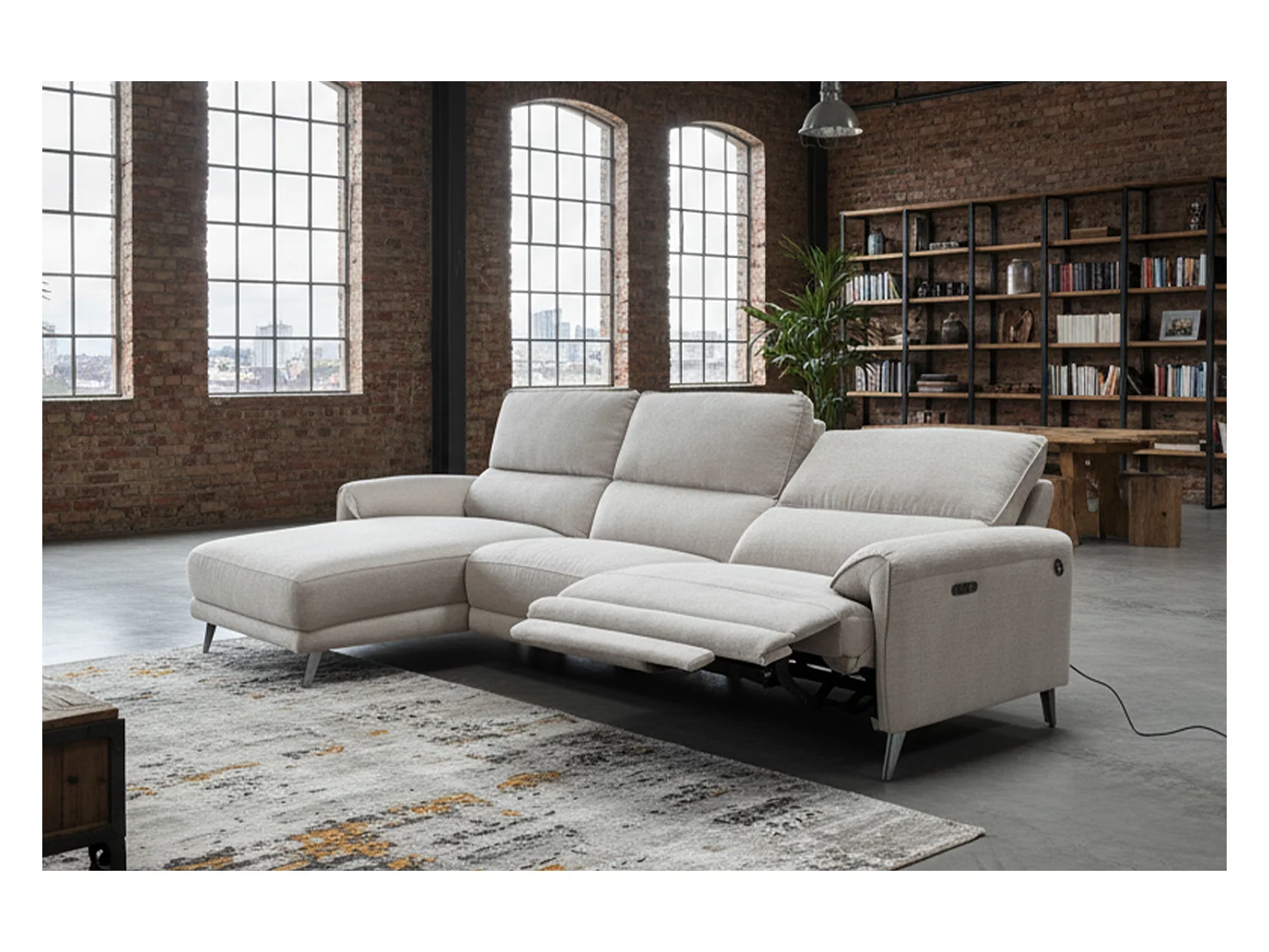 Sofá esquinero - gris claro tejido plano - ADRIANA