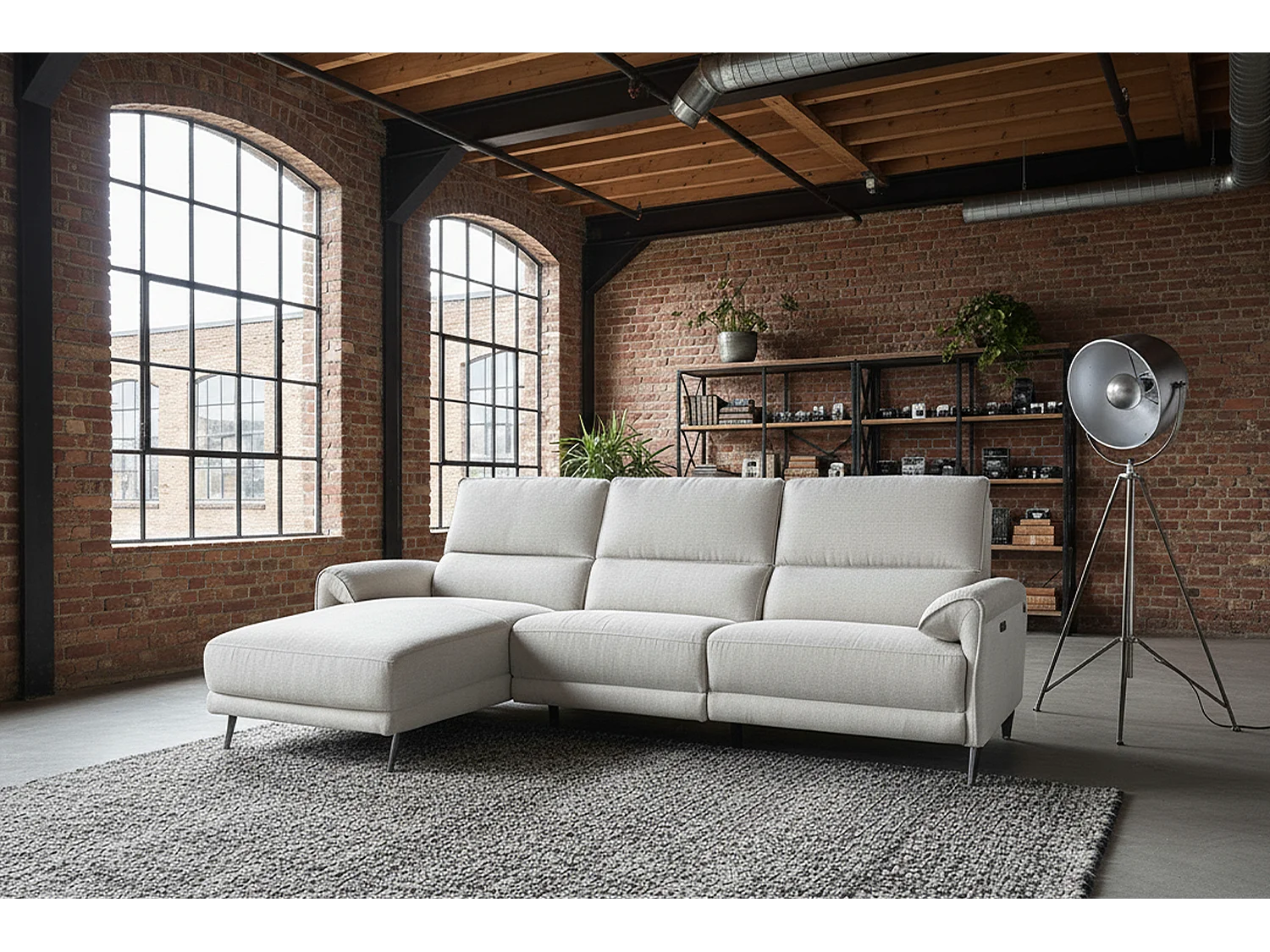 Sofá esquinero - gris claro tejido plano - ADRIANA