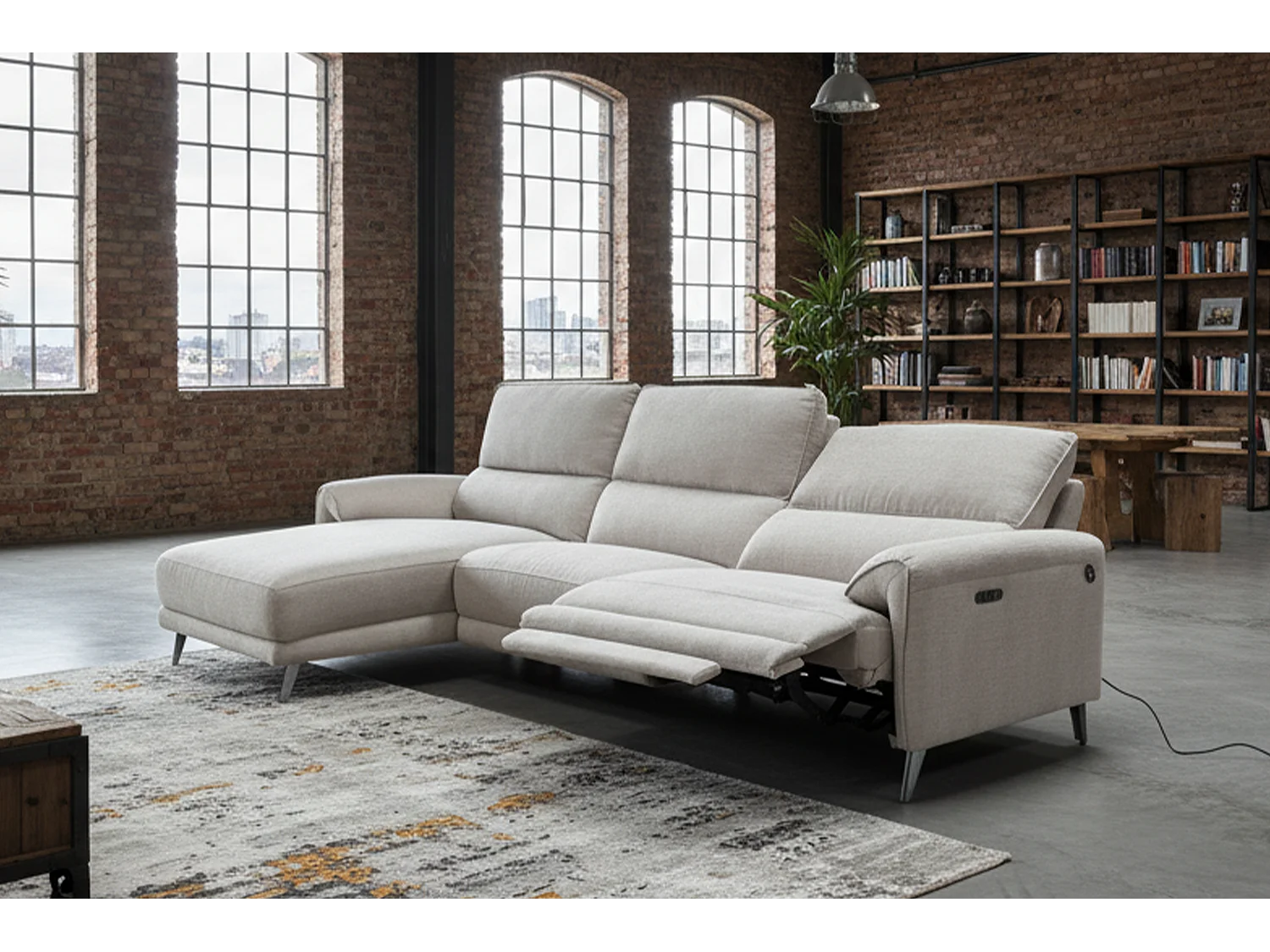 Sofá esquinero - gris claro tejido plano - ADRIANA