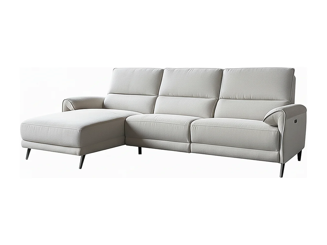 Ecksofa - Hellgrau Flachgewebe - ADRIANA