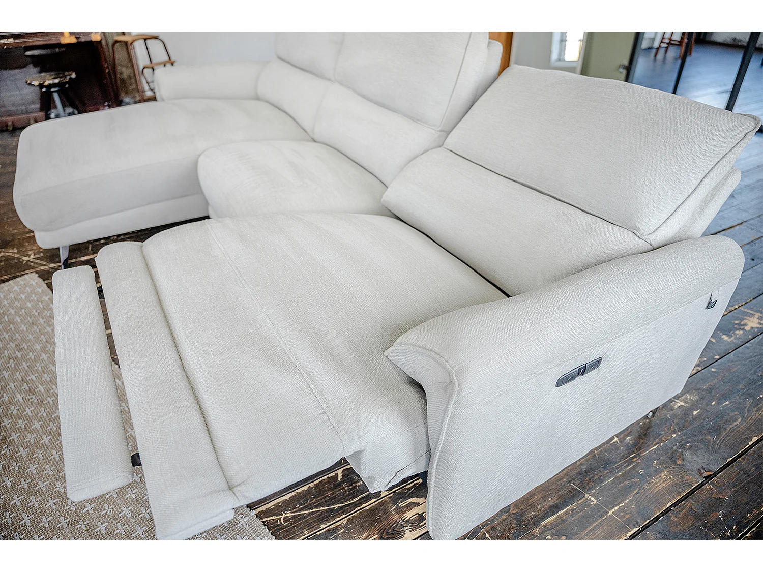 Ecksofa - Hellgrau Flachgewebe - ADRIANA