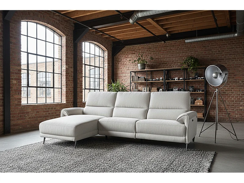 Ecksofa - Hellgrau Flachgewebe - ADRIANA