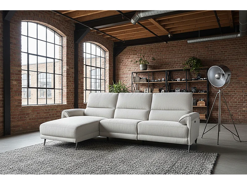 Divano angolare - grigio chiaro tessitura piatta - ADRIANA
