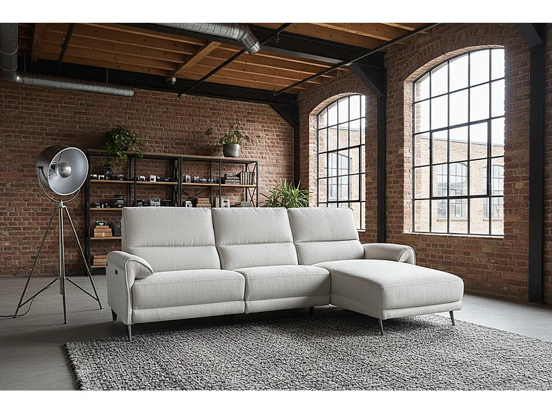Canapé d'angle - gris clair tissage plat - ADRIANA
