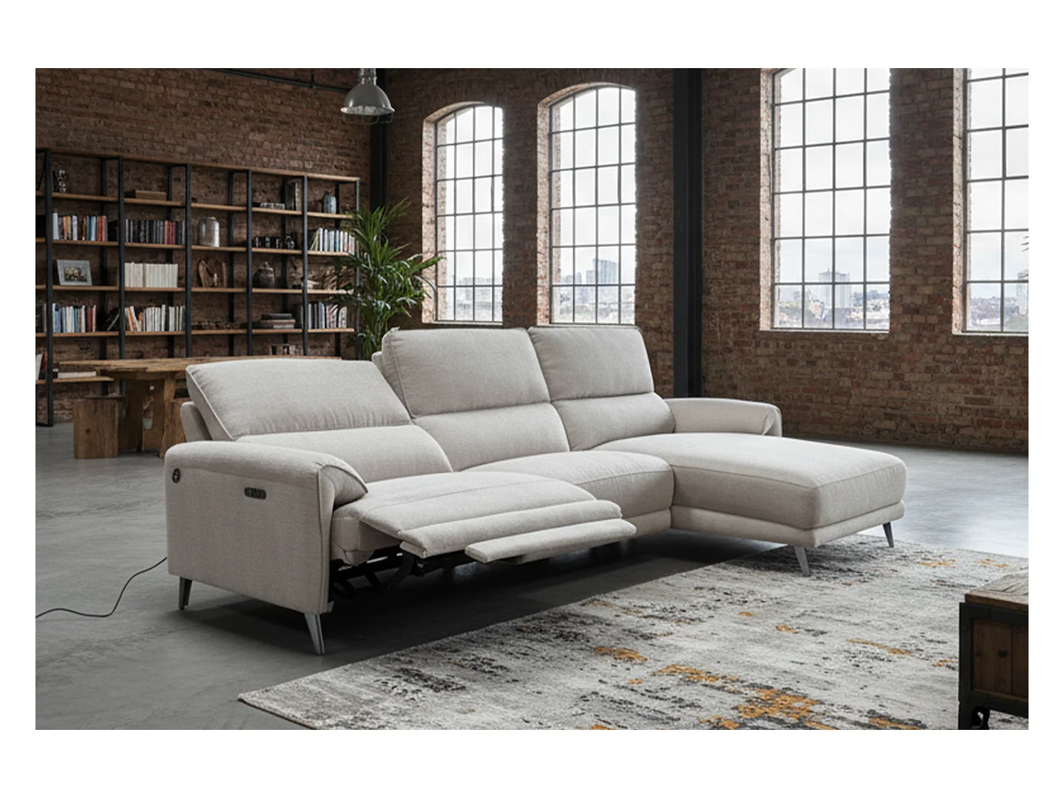 Sofá esquinero - gris claro tejido plano - ADRIANA