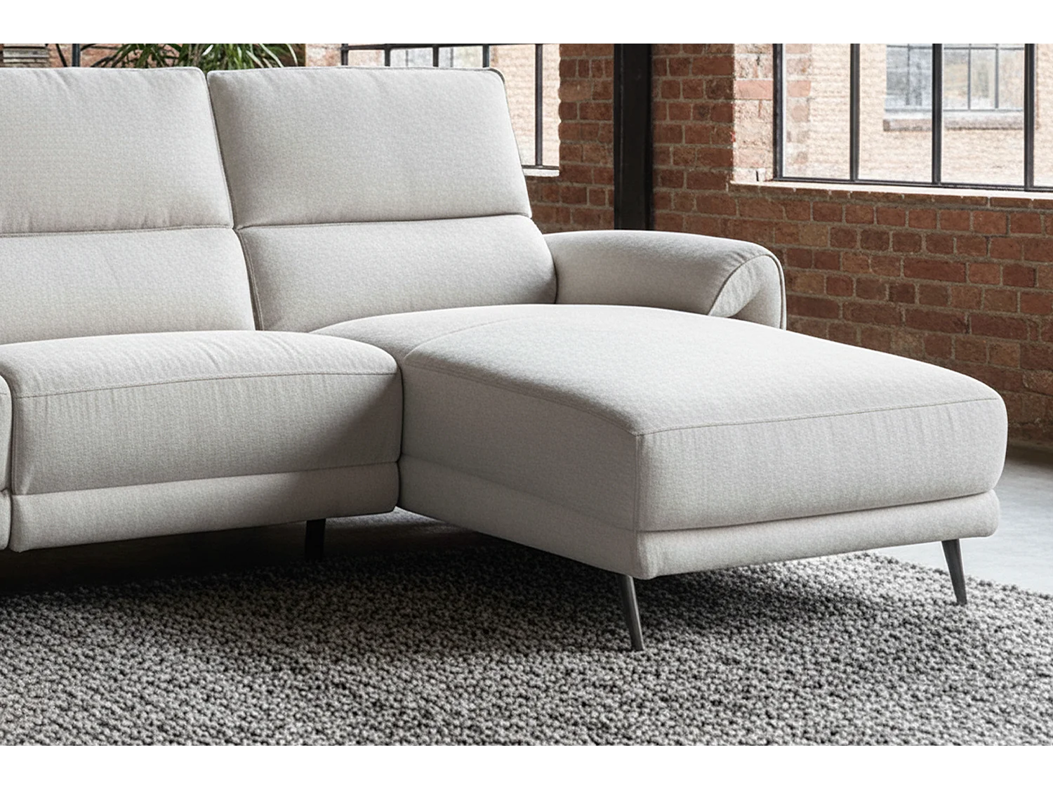 Canapé d'angle - gris clair tissage plat - ADRIANA