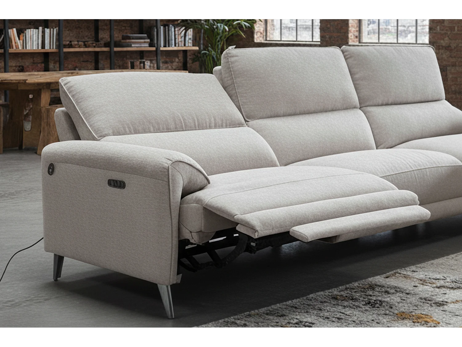 Canapé d'angle - gris clair tissage plat - ADRIANA