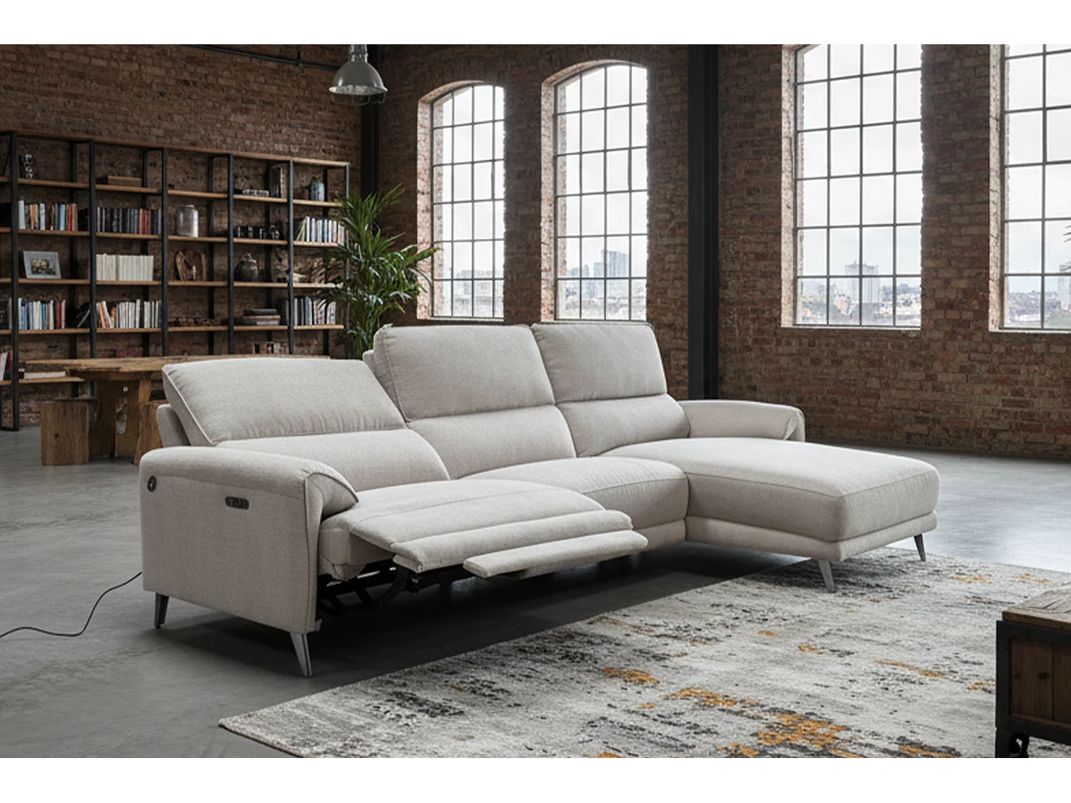 Ecksofa - Hellgrau Flachgewebe - ADRIANA