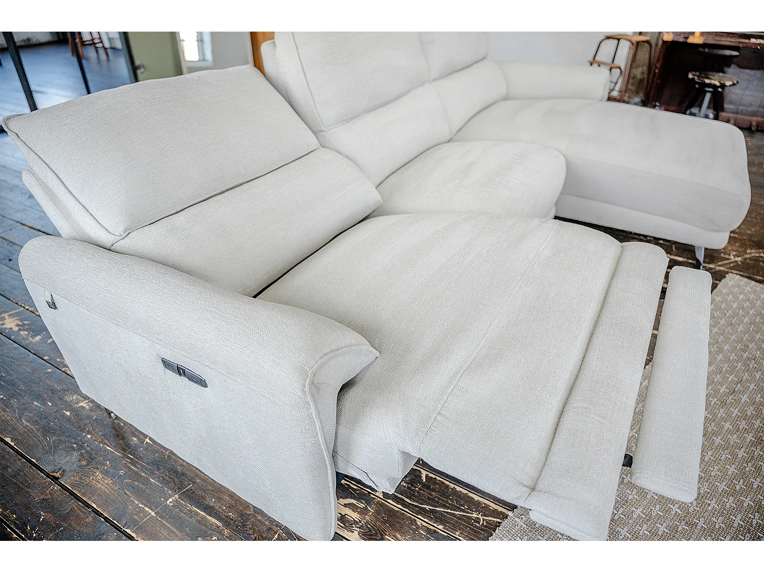 Ecksofa - Hellgrau Flachgewebe - ADRIANA